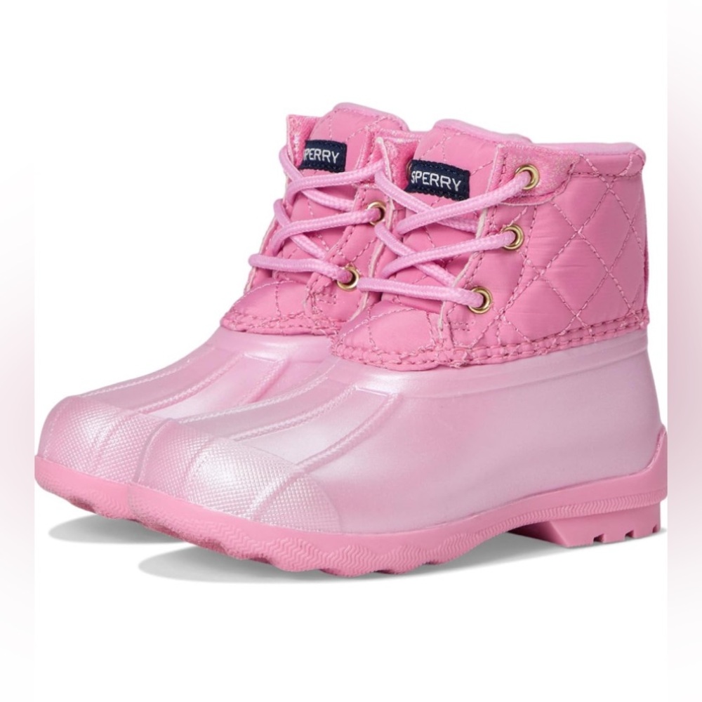 Sperry Pink Quilted Rain Boots girls size 6